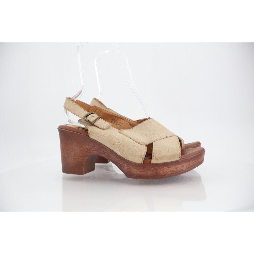 BOC by Born Women's Gracy Size 11 Cream Slingback Sandals Faux Leather Wooden
